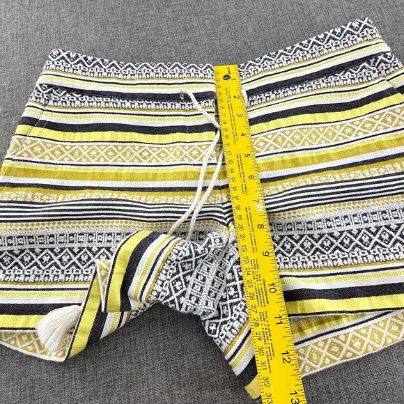 Ann Taylor LOFT Knit Rivera Shorts Sz 0 Yellow White Grayish Black Striped Boho - Picture 5 of 13
